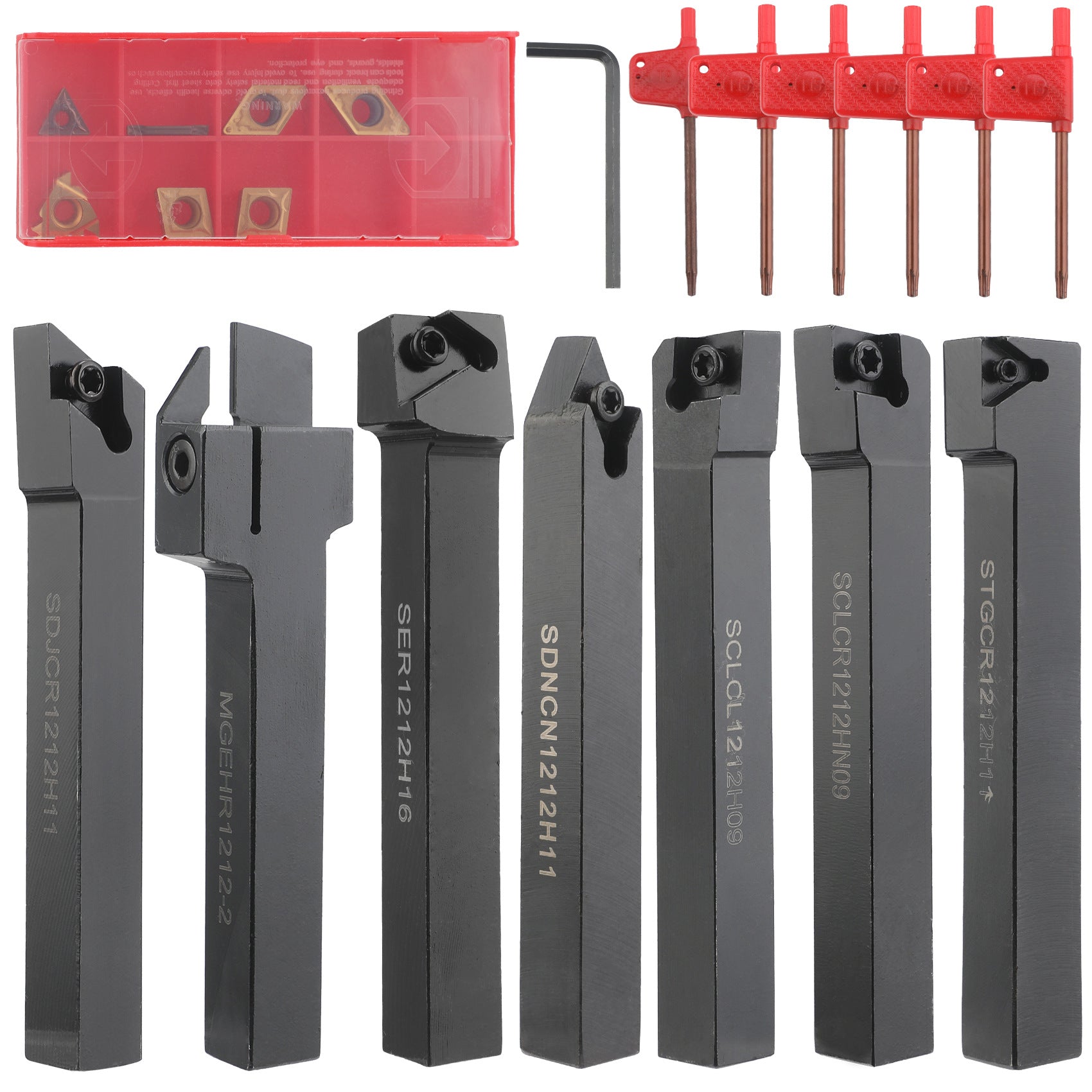 Popular7Set12mm Turning Tool Set Multifunctional Carbide Insert Shank Boring Tool Rod with Wrench