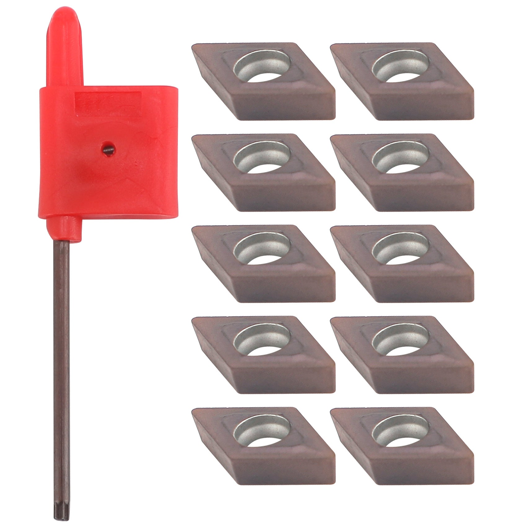 10Piece DCMT0702 EM YBC205 CNC Inserts Purple coating + Matching Wrench