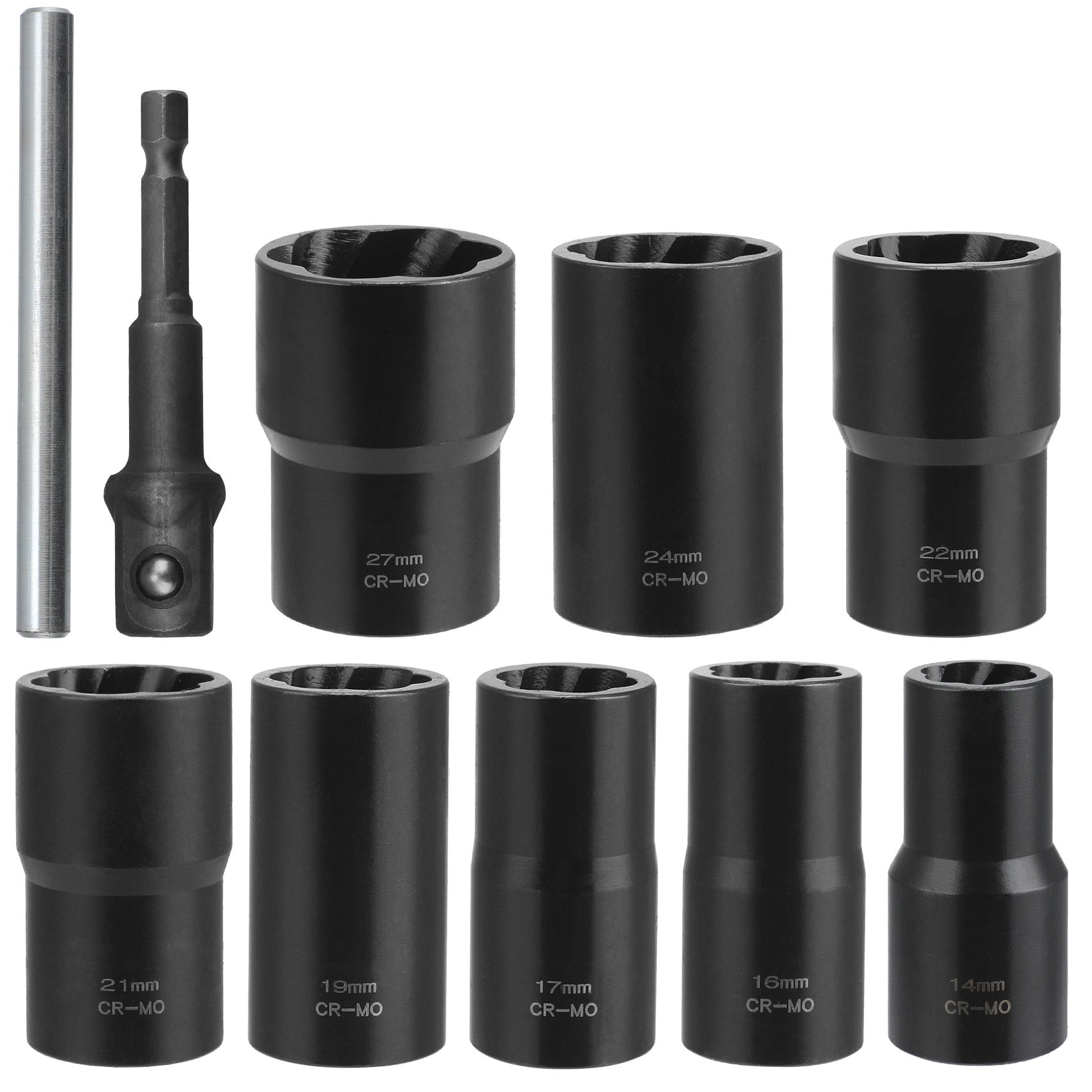 10Damaged Rusty Nut Tire Screw Extractor Removal Tool Large Extended Socket Set Anti-Thread