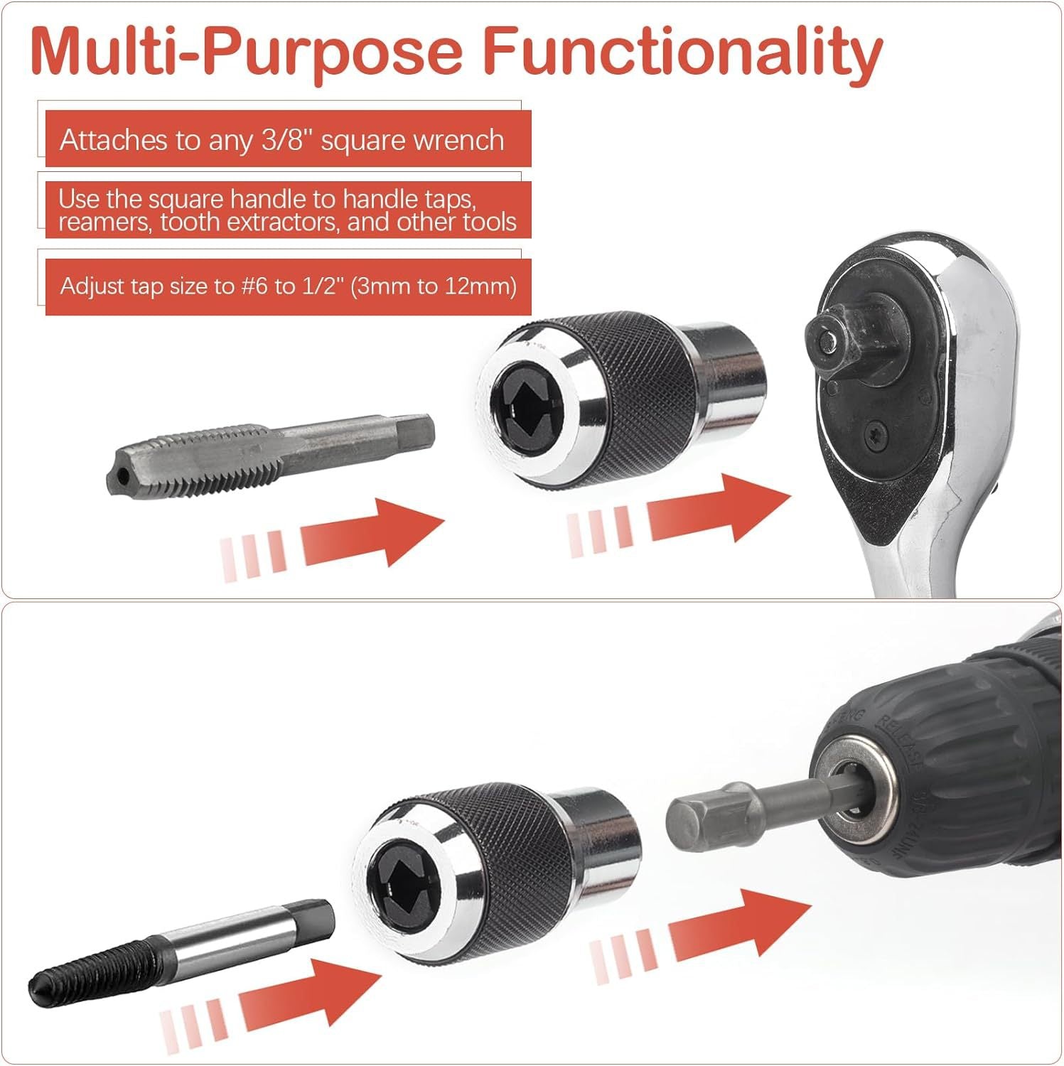 Spot Goods2Adjustable Tap Socket Set Special Tap Wrench Tap Set m3-m12Chuck