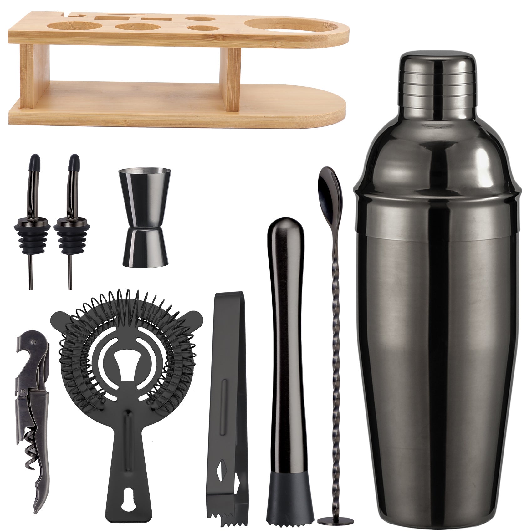 Bar Shaker Cocktail Tool Stainless Steel Japanese Style Shaker Half Round Cocktail Shaker 10-Piece Set