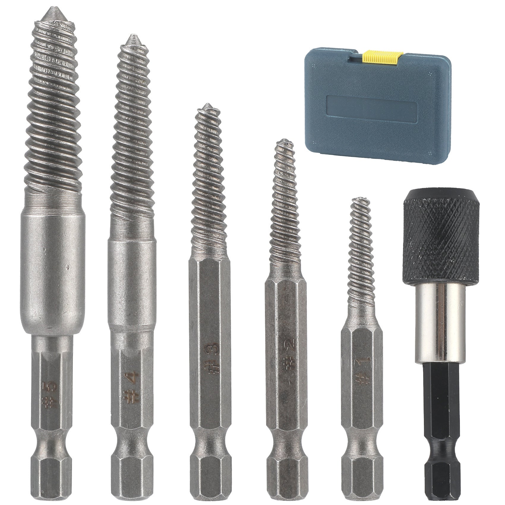 Hex Shank Screw Extractor Set, Inch Hex Shank Titanium Coated Twist Drill Bit Set, Reverse Thread Extractor Set