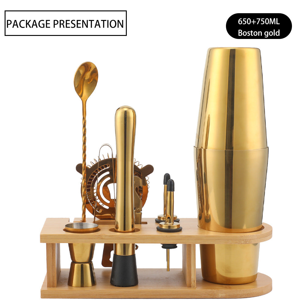 Bar Shaker Cocktail Tool Stainless Steel Japanese Style Shaker Half Round Cocktail Shaker 10-Piece Set