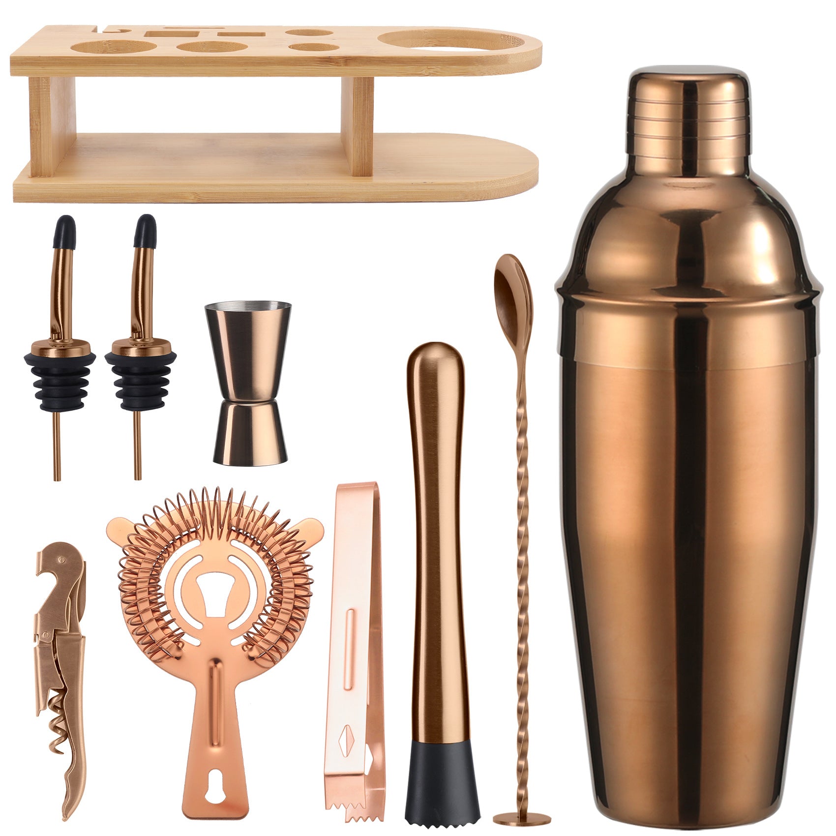 Bar Shaker Cocktail Tool Stainless Steel Japanese Style Shaker Half Round Cocktail Shaker 10-Piece Set