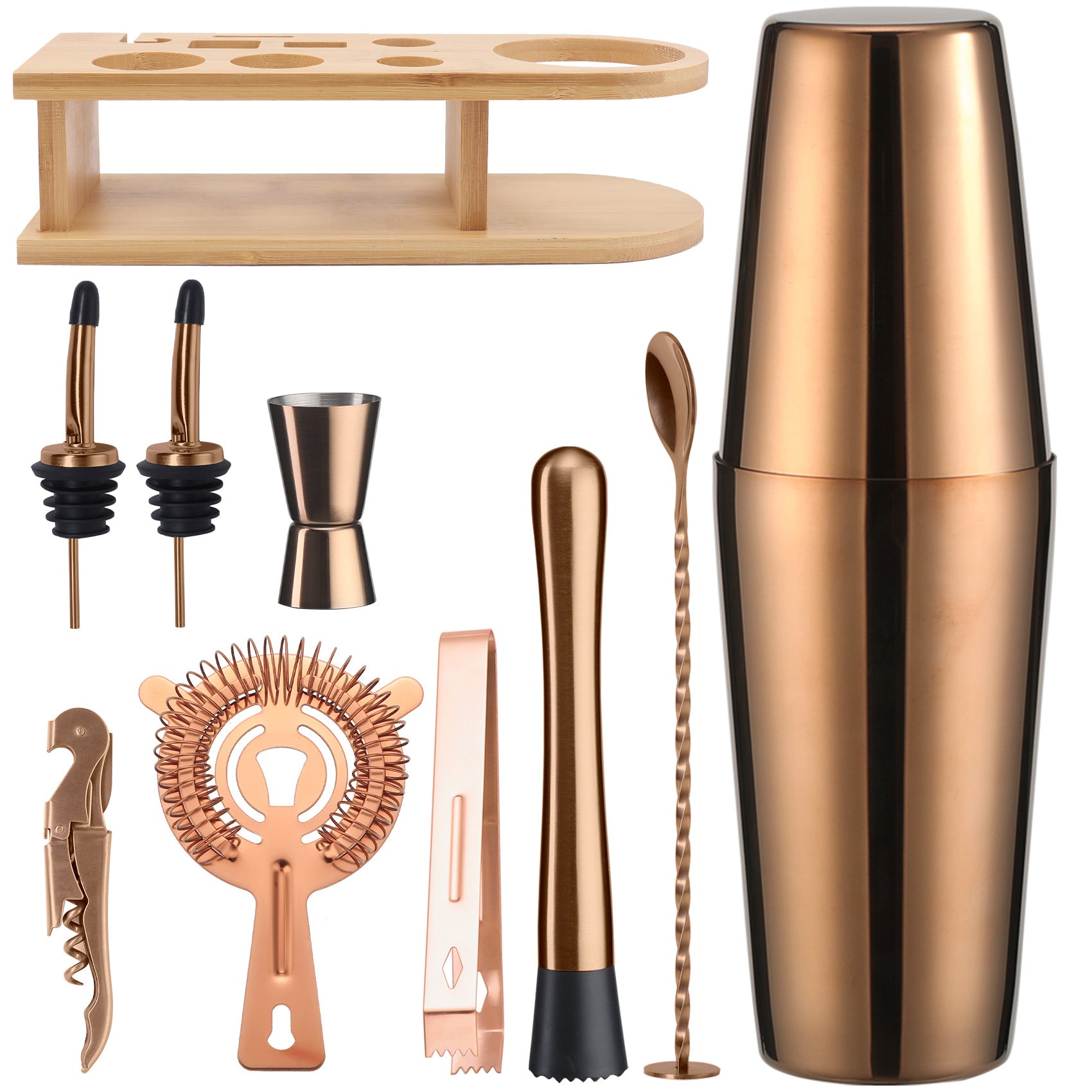 Bar Shaker Cocktail Tool Stainless Steel Japanese Style Shaker Half Round Cocktail Shaker 10-Piece Set