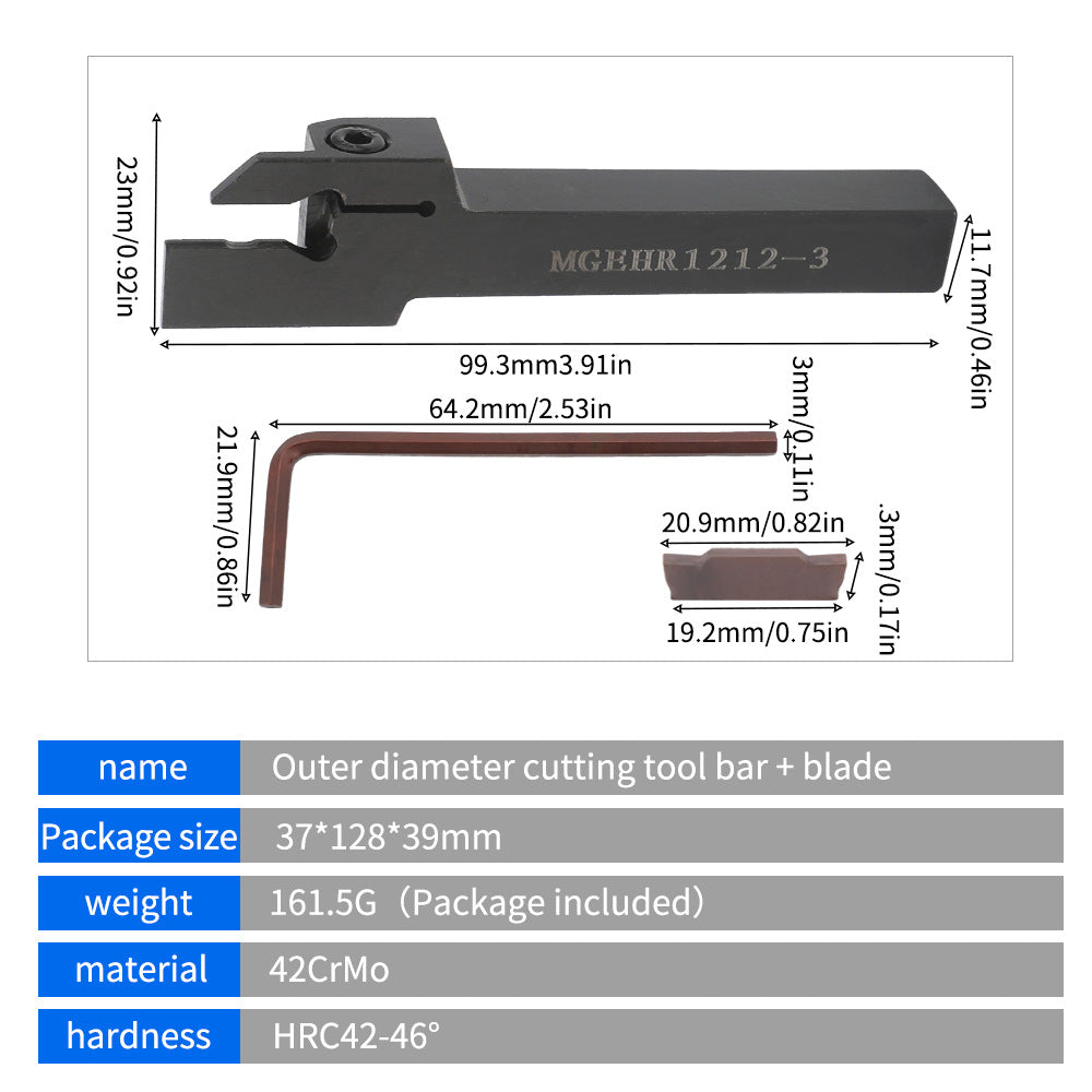 Spot Goods MGEHR1212-3CNC Turning Tool Holder Including1Wrench and10Piece MGMN300Blade Tool