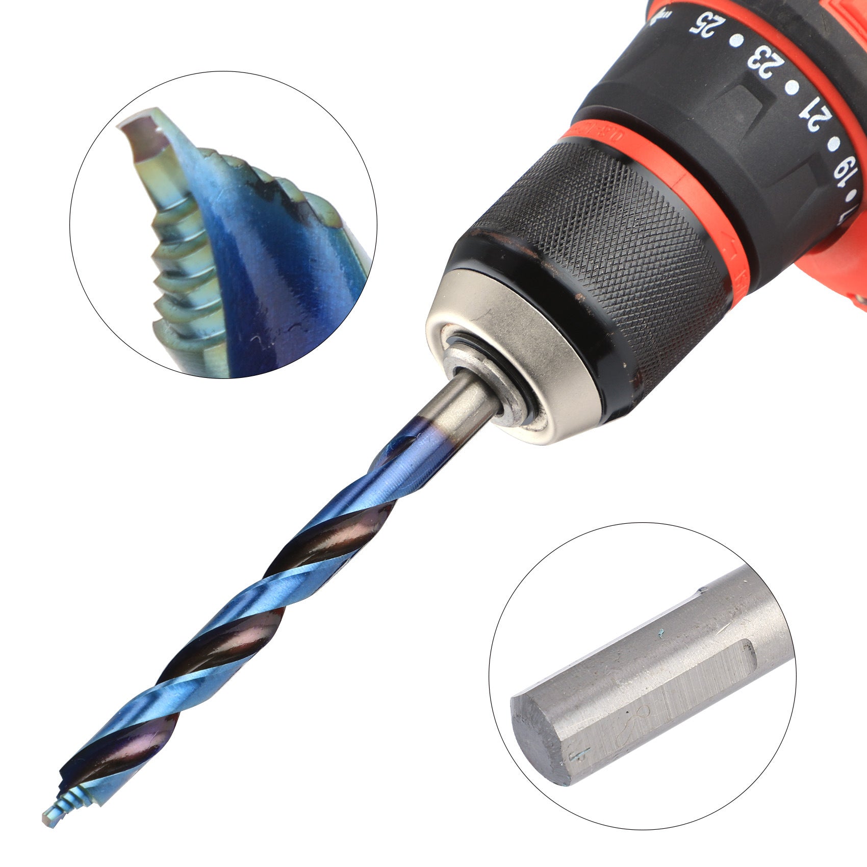 Blue Plated Step Diamond19Set of Ultra-Hard Straight Shank Step Drills for Aluminum Alloy Doors, Windows, Curtains, and Sliding Doors, Secondary and Primary Drills