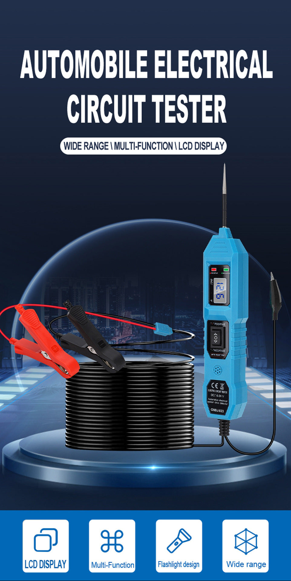 Automotive Electrical Circuit Tester Multi-Function Drive Detector Line Continuity Electrical System Diagnosis