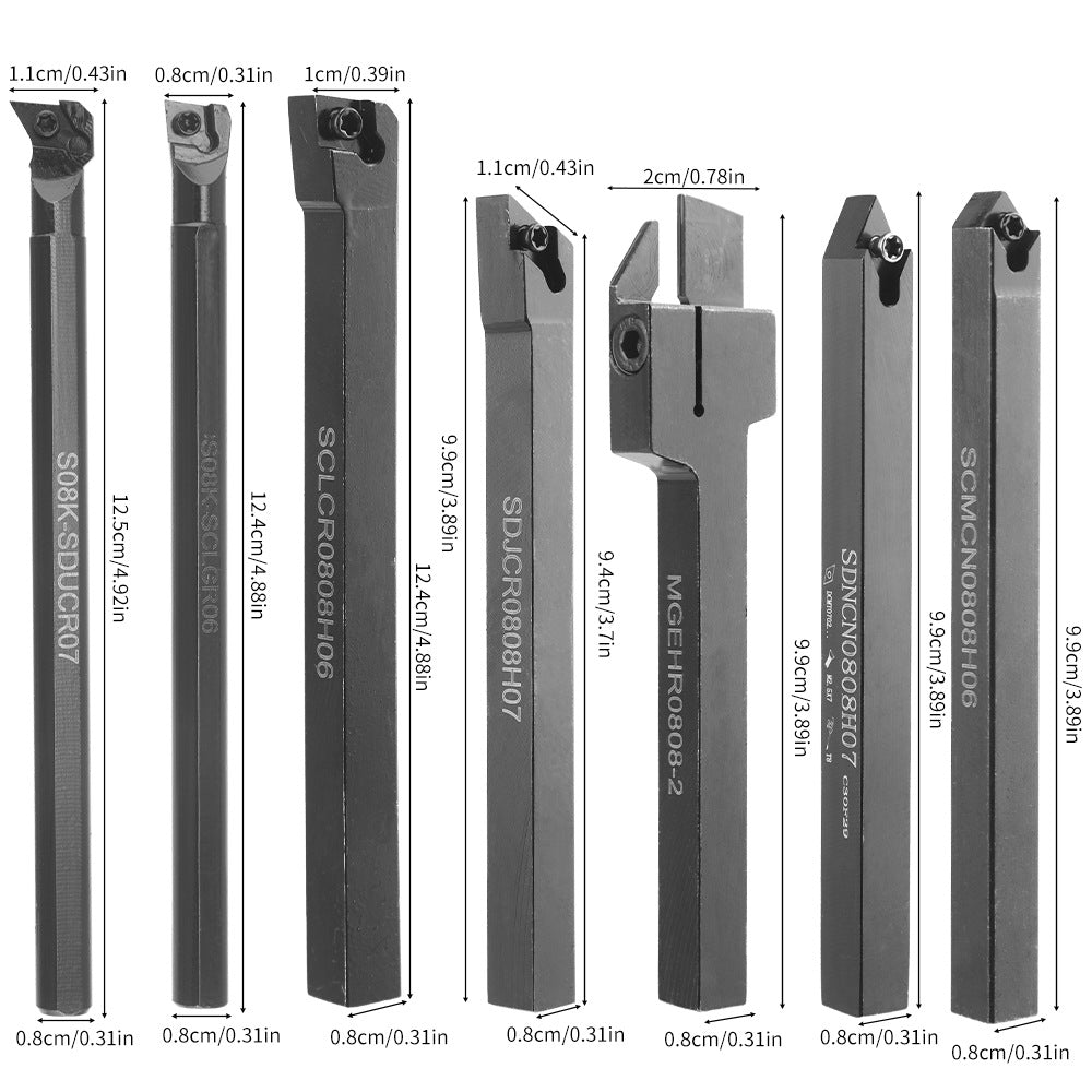 Hot Sale7Set Tungsten Steel Blade +8MM Hard Alloy Steel Shank Diameter CNC Tool Holder Wrench