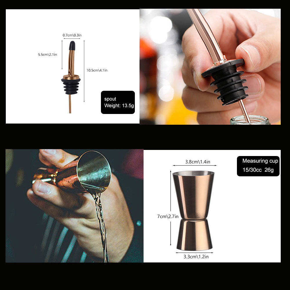 Bar Shaker Cocktail Tool Stainless Steel Japanese Style Shaker Half Round Cocktail Shaker 10-Piece Set