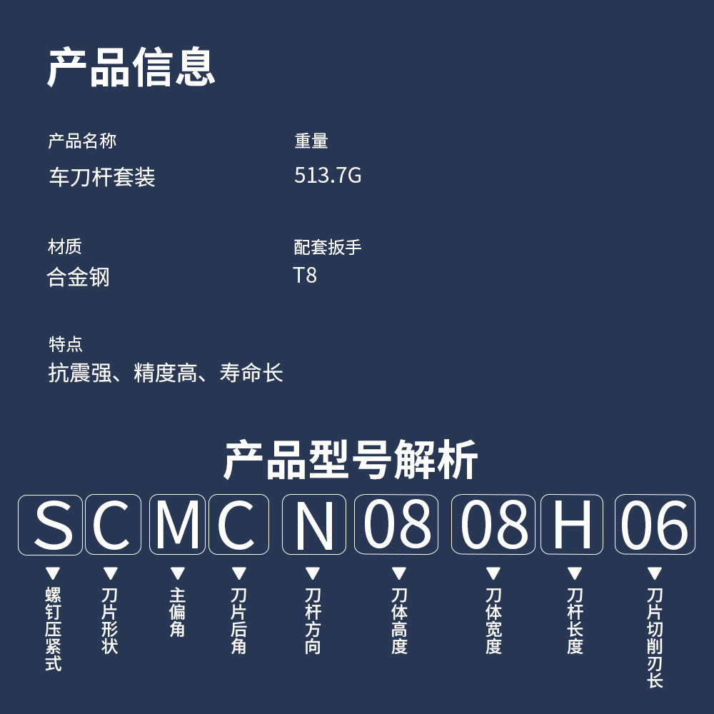 Hot Sale7Set Tungsten Steel Blade +8MM Hard Alloy Steel Shank Diameter CNC Tool Holder Wrench