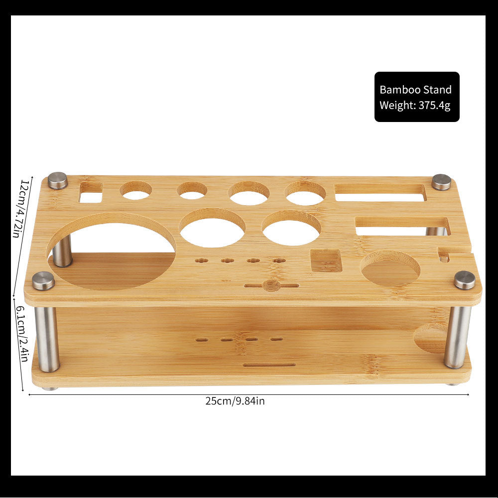 Cross-Border In-Stock New Detachable Bamboo Rack Cocktail Shaker Bar Tools 20-Piece Set with Wine Stones