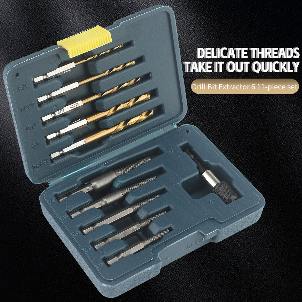Hex Shank Screw Extractor Set, Inch Hex Shank Titanium Coated Twist Drill Bit Set, Reverse Thread Extractor Set