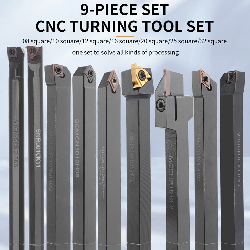 CNC Punching Machine Tool Holder Lathe10mm 9Set of Lathe Tools High Hardness Metal Milling Cutter Lathe CNC Knife Holder