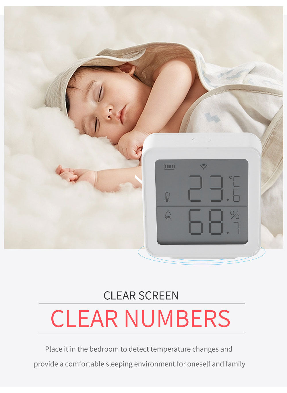 tuya Temperature and Humidity Sensor Wireless Tuya Smart Home wifi Temperature and Humidity Meter Detector