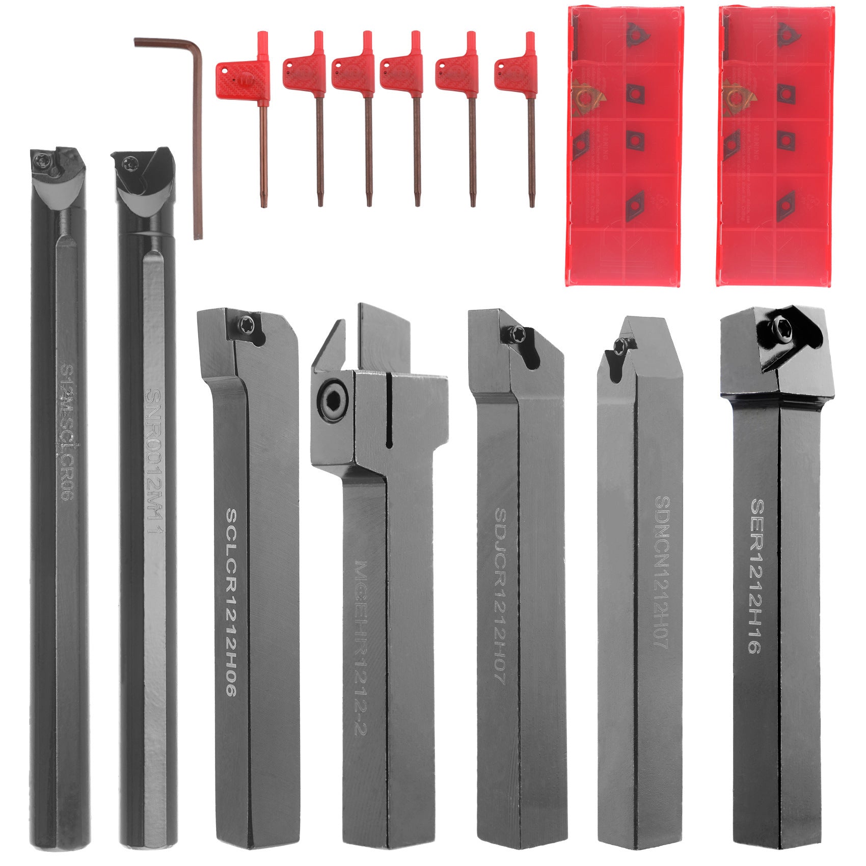 7Pieces12MM Tool Holder Diameter Lathe Turning Tool Hardness Metal Milling Cutter Blade Lathe CNC Processed Steel Parts Set