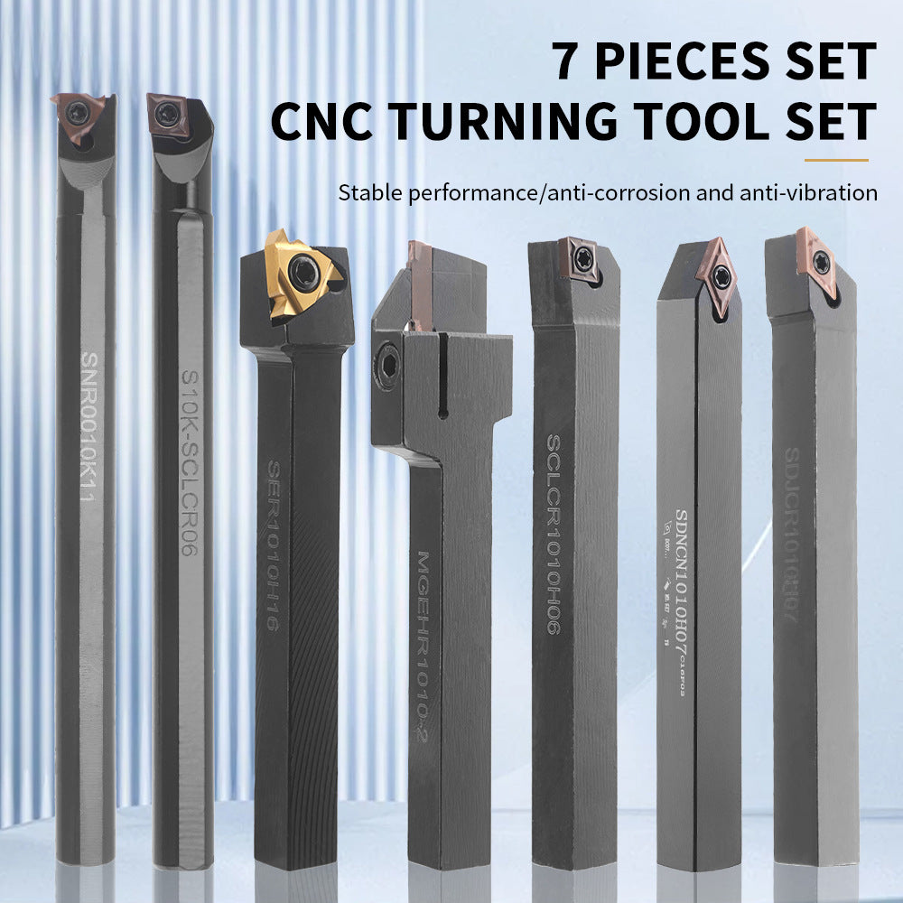 7Set10mm CNC Lathe Tool Holder Set 7Knife Handle+7Blade+7One Wrench