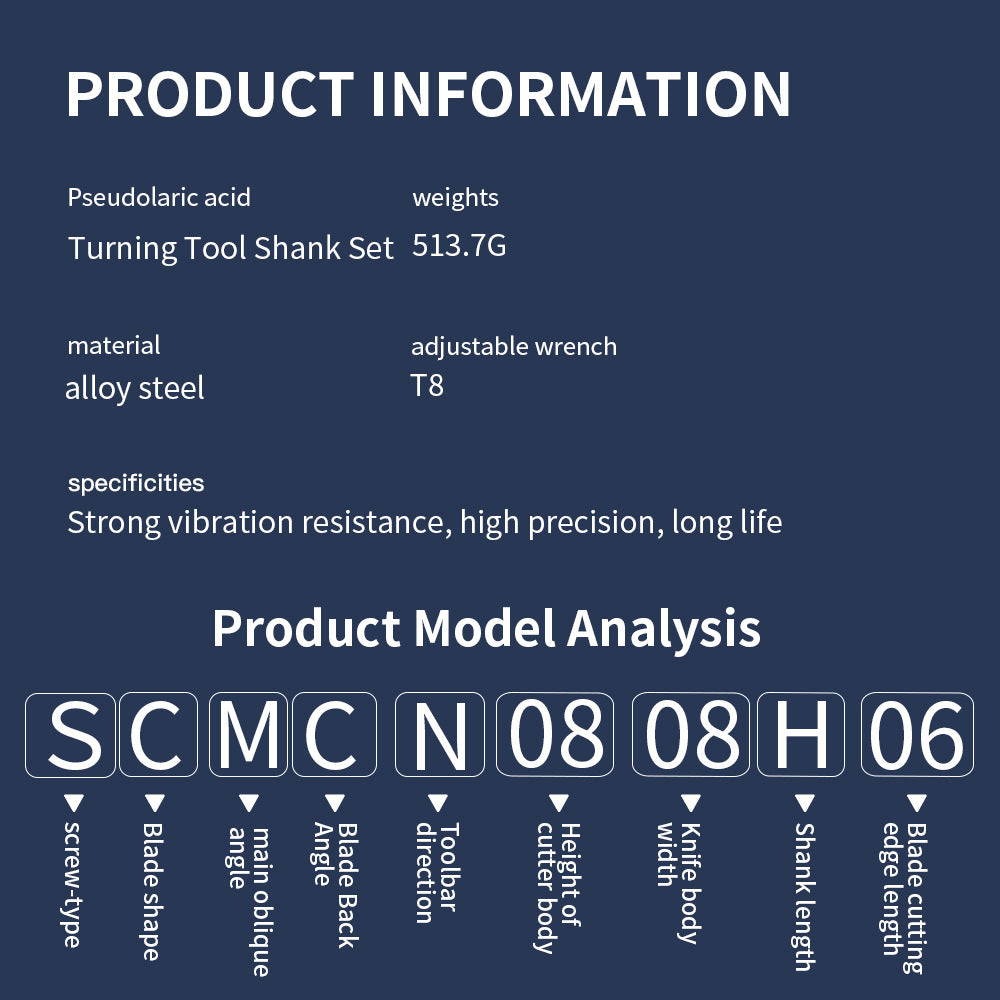 Hot Sale7Set Tungsten Steel Blade +8MM Hard Alloy Steel Shank Diameter CNC Tool Holder Wrench