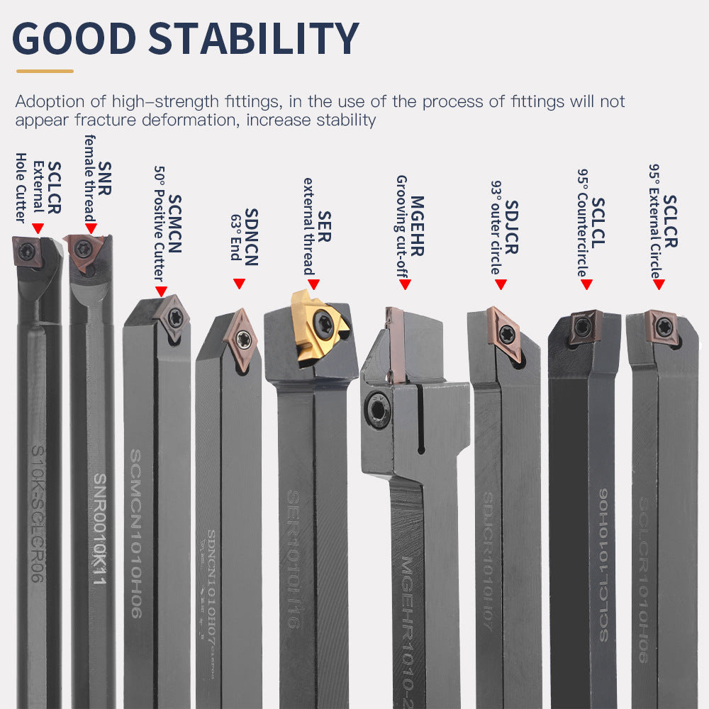 CNC Punching Machine Tool Holder Lathe10mm 9Set of Lathe Tools High Hardness Metal Milling Cutter Lathe CNC Knife Holder