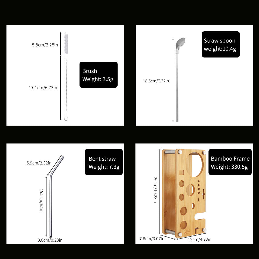 New Imitation Bamboo Rack Acrylic Set Cocktail Shaker Bar Tools 17-Piece Set Shaker Straw