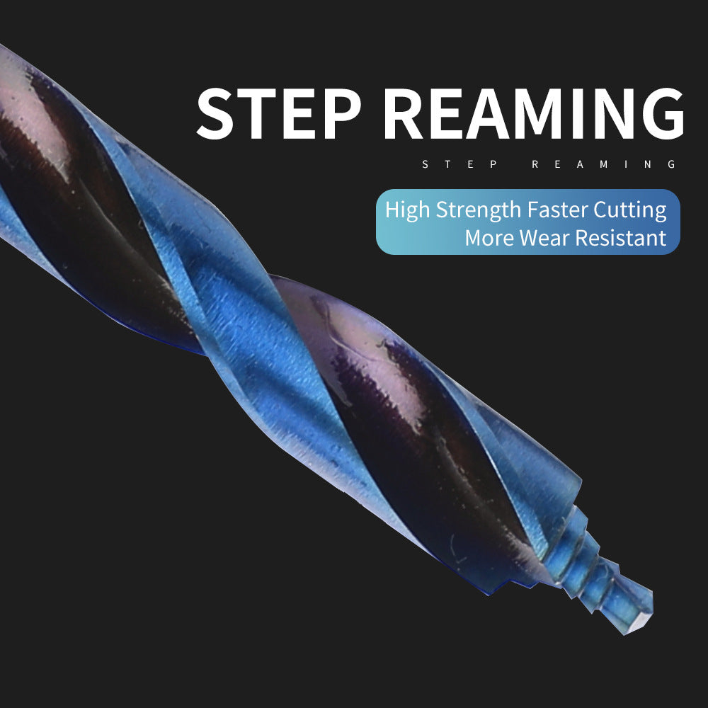 Blue Plated Step Diamond19Set of Ultra-Hard Straight Shank Step Drills for Aluminum Alloy Doors, Windows, Curtains, and Sliding Doors, Secondary and Primary Drills