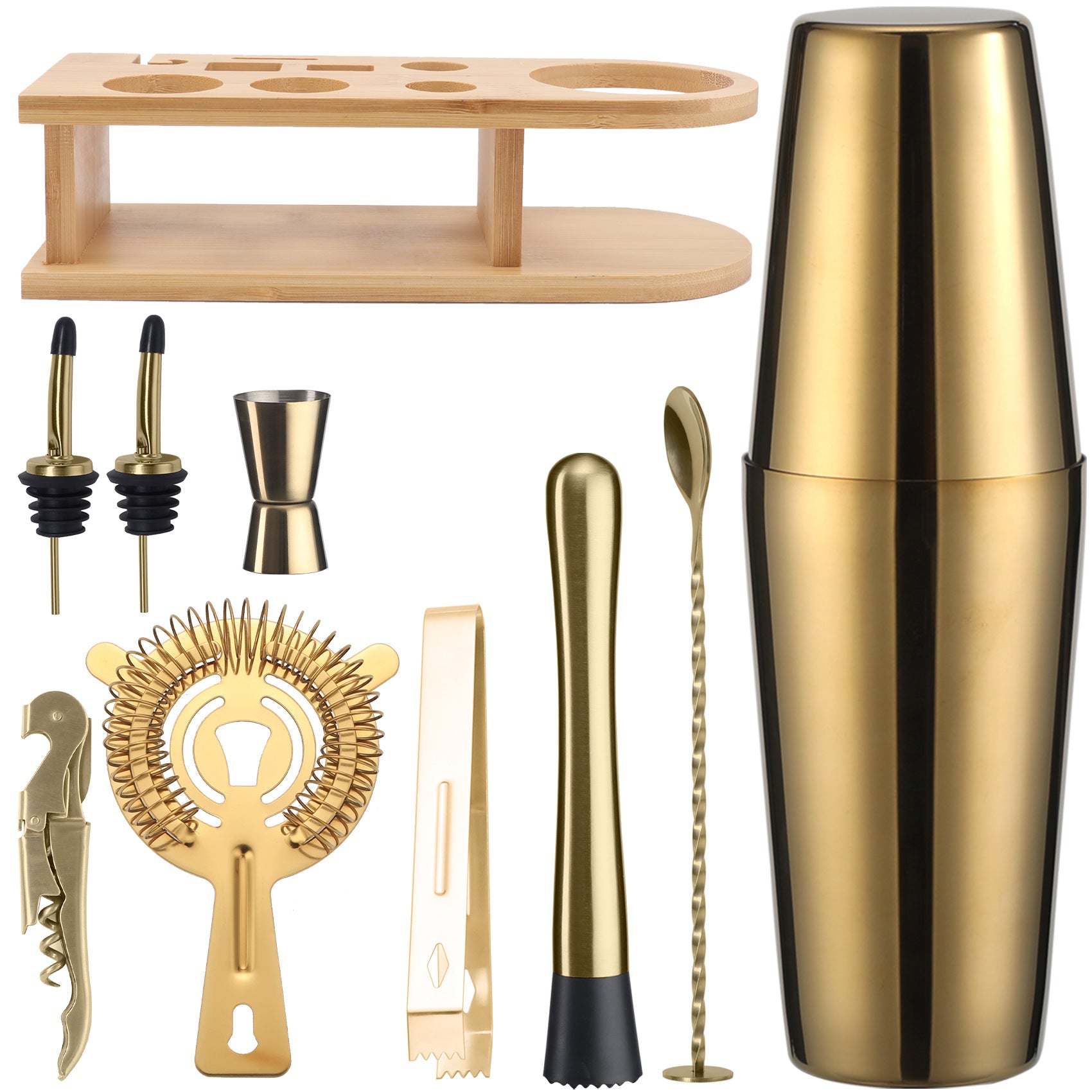 Bar Shaker Cocktail Tool Stainless Steel Japanese Style Shaker Half Round Cocktail Shaker 10-Piece Set