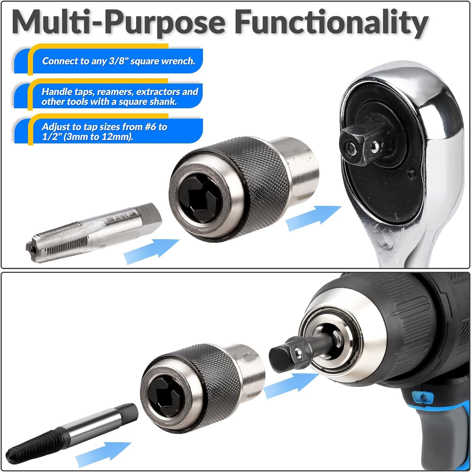 Spot Goods2Adjustable Tap Socket Set Special Tap Wrench Tap Set m3-m12Chuck