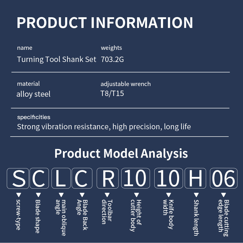 Popular7Set10mm Turning Tool Set 7Knife Handle+7Multi-functional Carbide Blades
