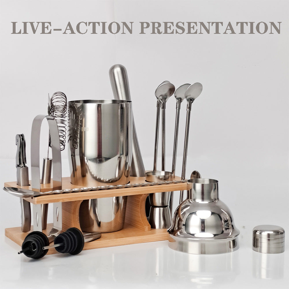 16 Piece Cocktail Shaker Set with Storage Rack Bar Tools Japanese Style