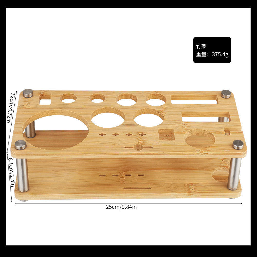 Cross-Border In-Stock New Detachable Bamboo Rack Cocktail Shaker Bar Tools 20-Piece Set with Wine Stones