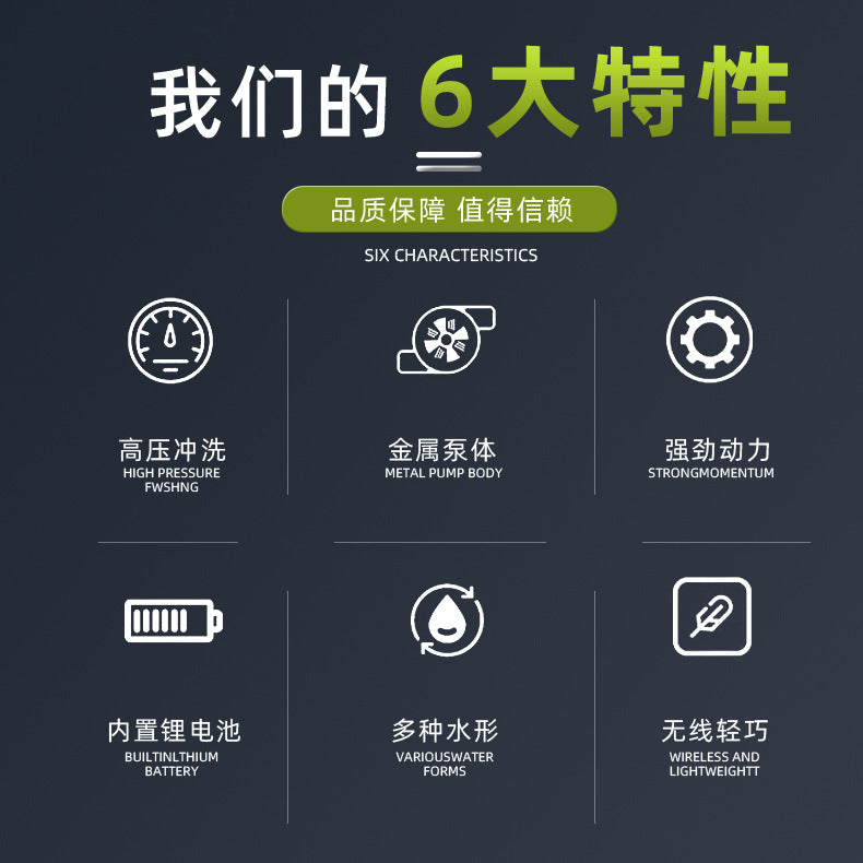 High Pressure Car Wash Water Gun Rechargeable Portable Lithium Battery Water Gun High Power Electric Display Water Gun Cleaning Machine for Watering Flowers and Vegetables