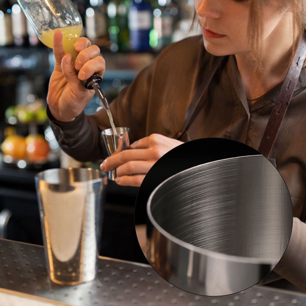 Cocktail shaker set of 12PCs stainless steel elliptical bamboo rack