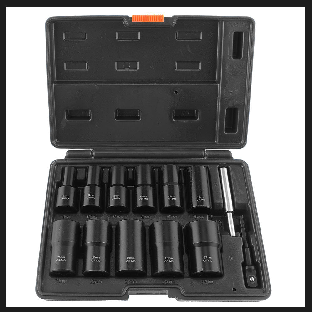 13Damaged Rusty Nut Tire Screw Extractor Removal Tool Large Extended Socket Set Anti-Thread