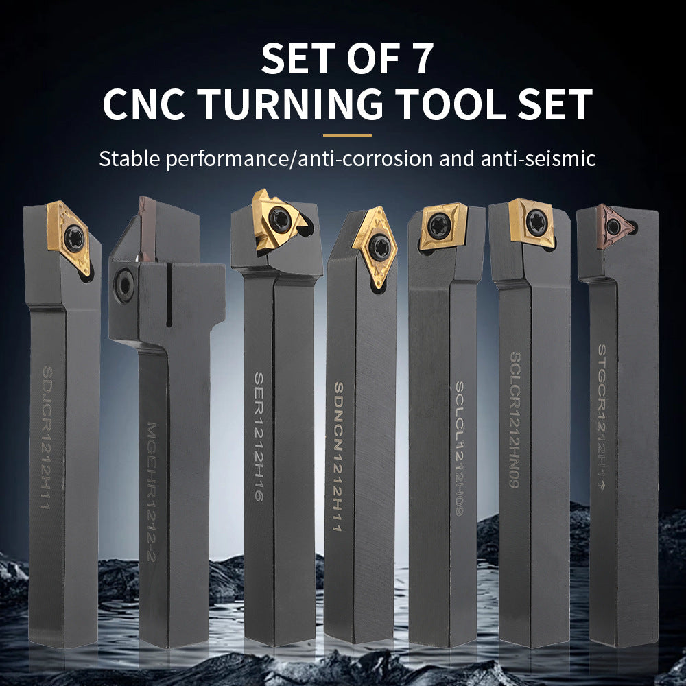 Popular7Set12mm Turning Tool Set Multifunctional Carbide Insert Shank Boring Tool Rod with Wrench