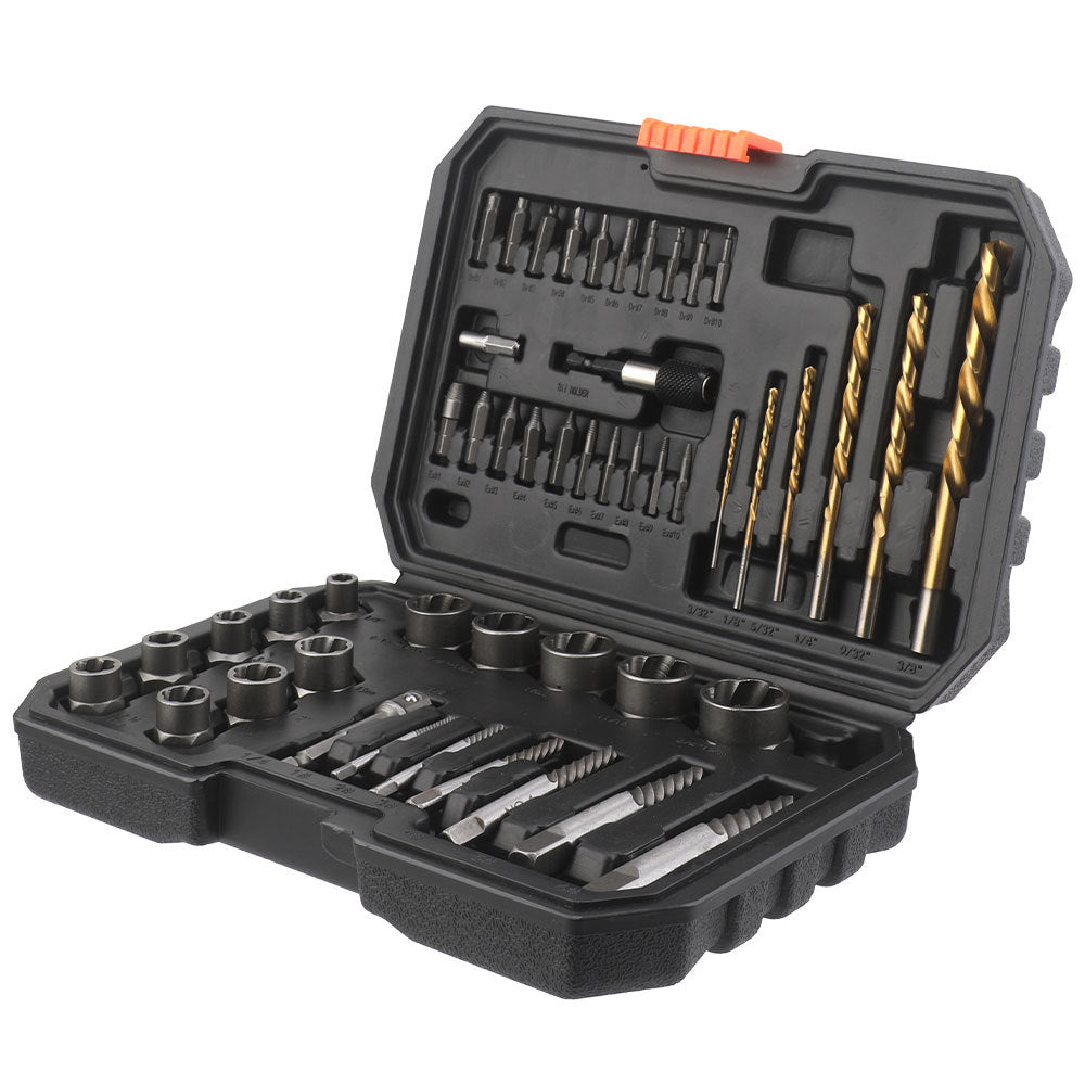 48pc Nut Extractor Screw Extractor Left-Handed Twist Drill Disassembly Tool Sliding Nut Remover Set