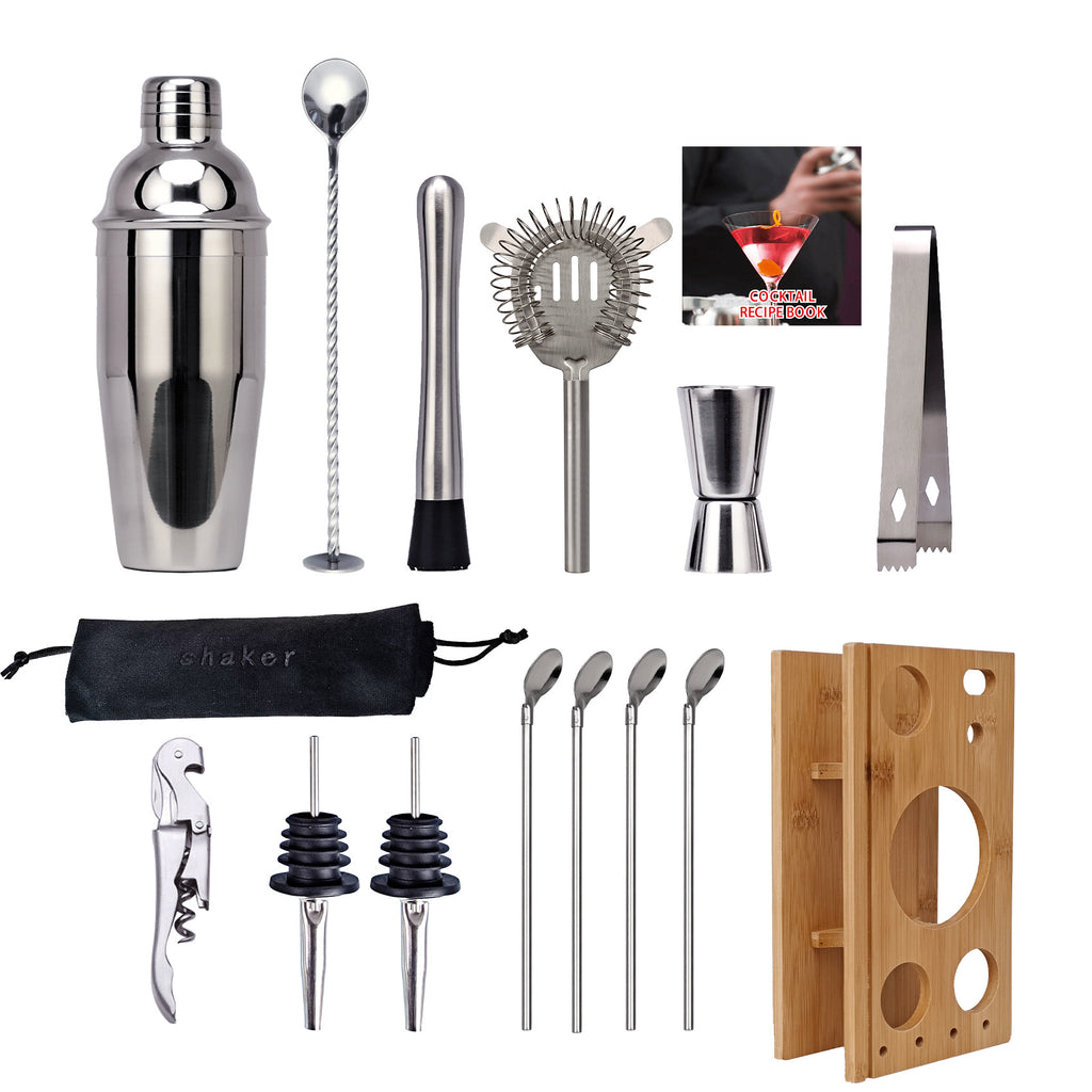 16 Piece Cocktail Shaker Set with Storage Rack Bar Tools Japanese Style