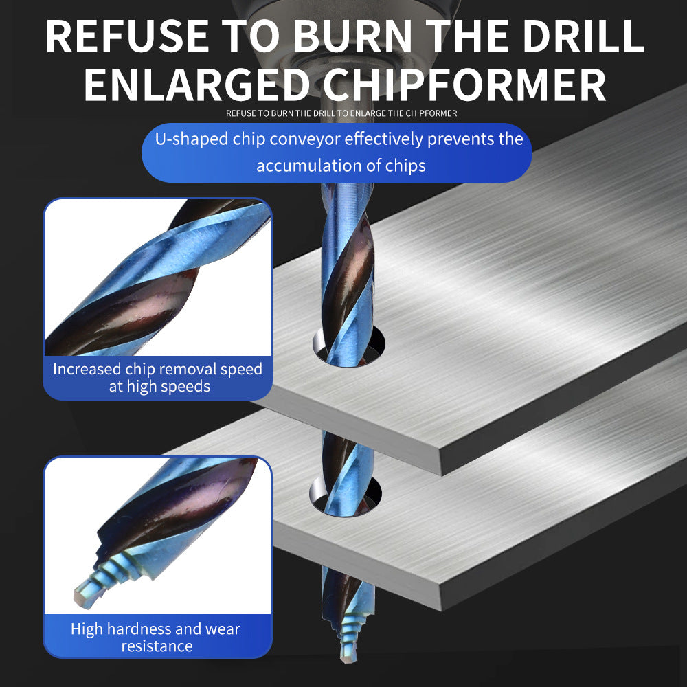 Blue Plated Step Diamond19Set of Ultra-Hard Straight Shank Step Drills for Aluminum Alloy Doors, Windows, Curtains, and Sliding Doors, Secondary and Primary Drills