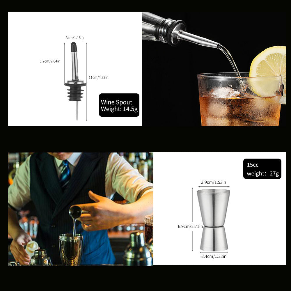 New Imitation Bamboo Rack Acrylic Set Cocktail Shaker Bar Tools 17-Piece Set Shaker Straw