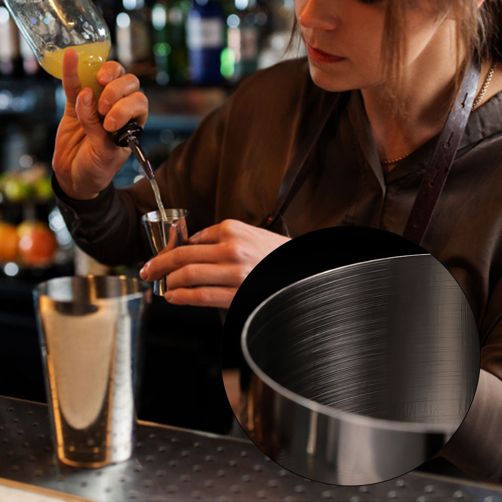 Cocktail shaker set of 12PCs stainless steel elliptical bamboo rack