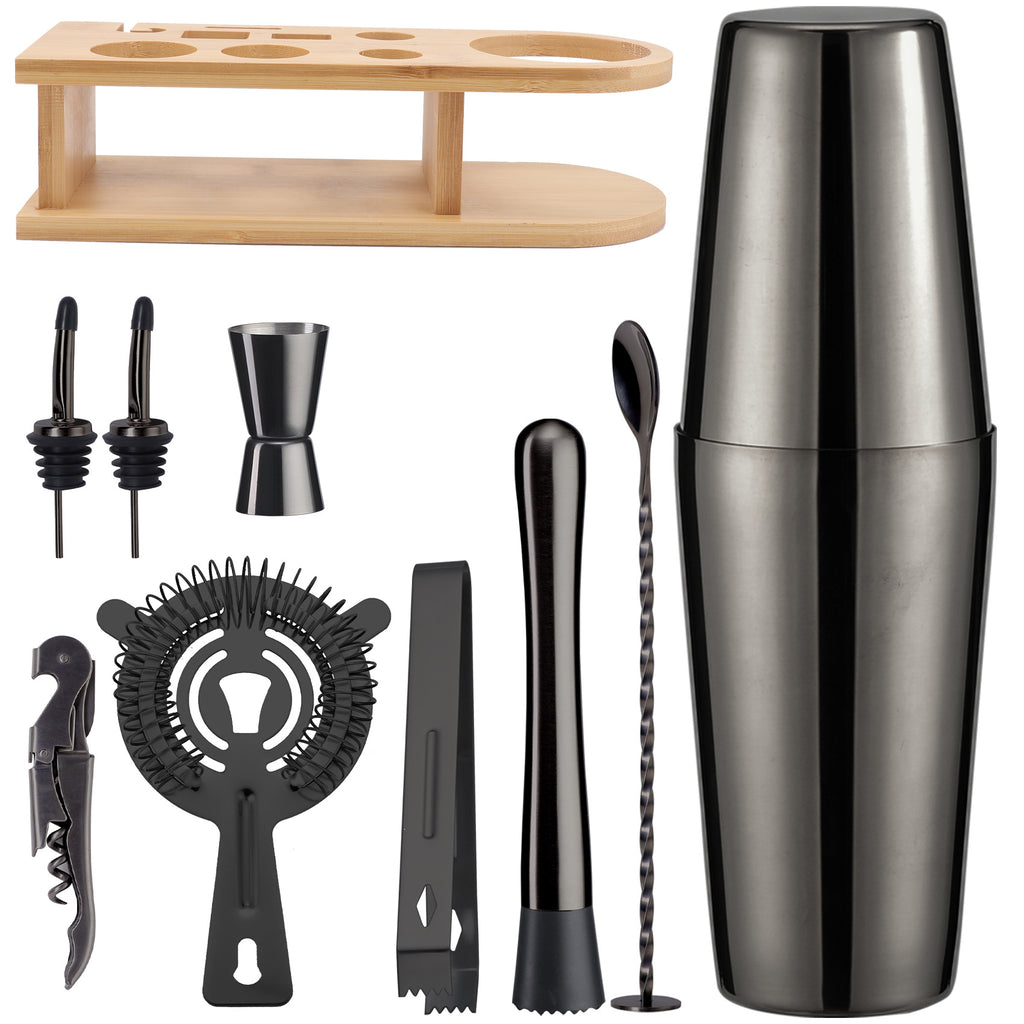 Bar Shaker Cocktail Tool Stainless Steel Japanese Style Shaker Half Round Cocktail Shaker 10-Piece Set