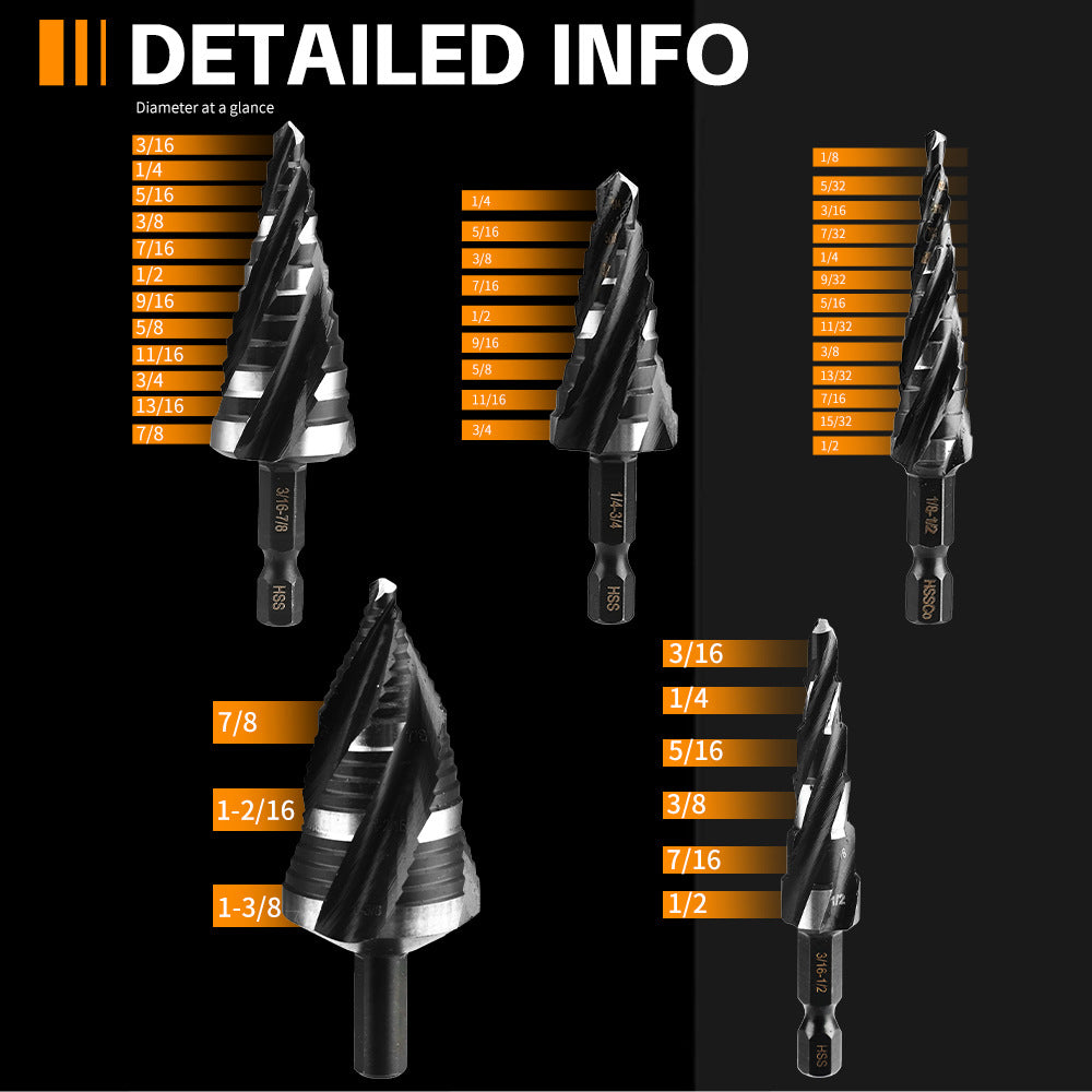 High-speed Bearing Steel HSS4341Stainless Steel Step Drill Bit Pagoda Drill Bit Four-slot Reamer Drill