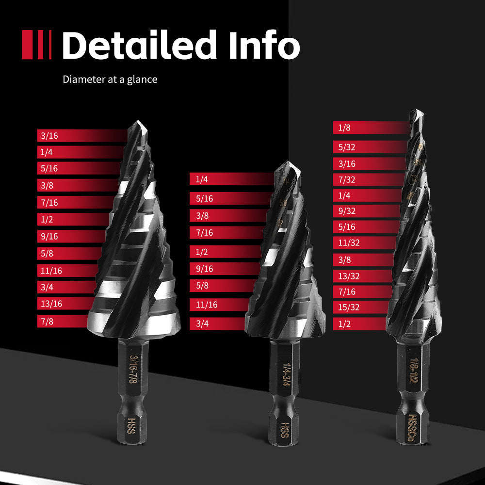 High-speed Bearing Steel HSS4341Stainless Steel Step Drill Bit Pagoda Drill Bit Four-slot Reamer Drill