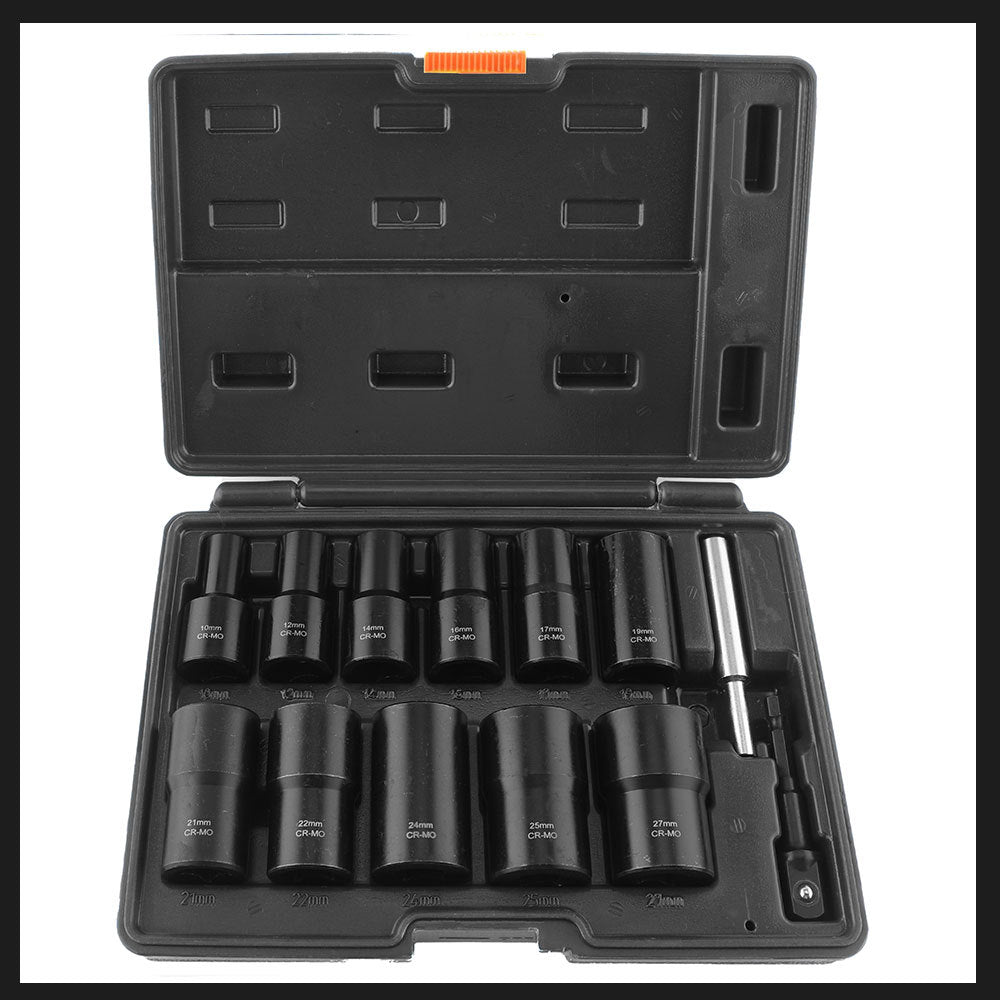 13Damaged Rusty Nut Tire Screw Extractor Removal Tool Large Extended Socket Set Anti-Thread