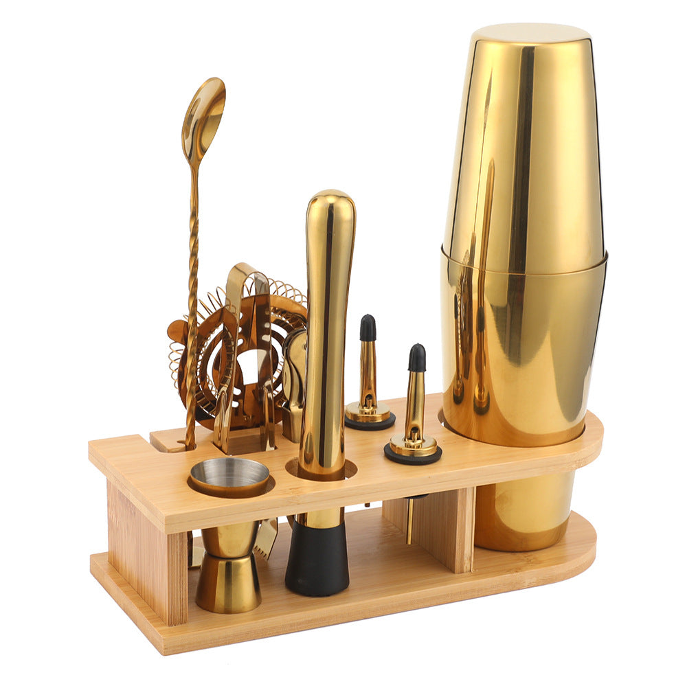 Bar Shaker Cocktail Tool Stainless Steel Japanese Style Shaker Half Round Cocktail Shaker 10-Piece Set