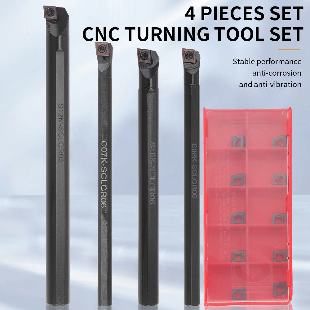 4Pieces S07K/S08K/S10K/S12M-SCLCR06Turning Tool Holder10Pieces CCMT06020 Blade