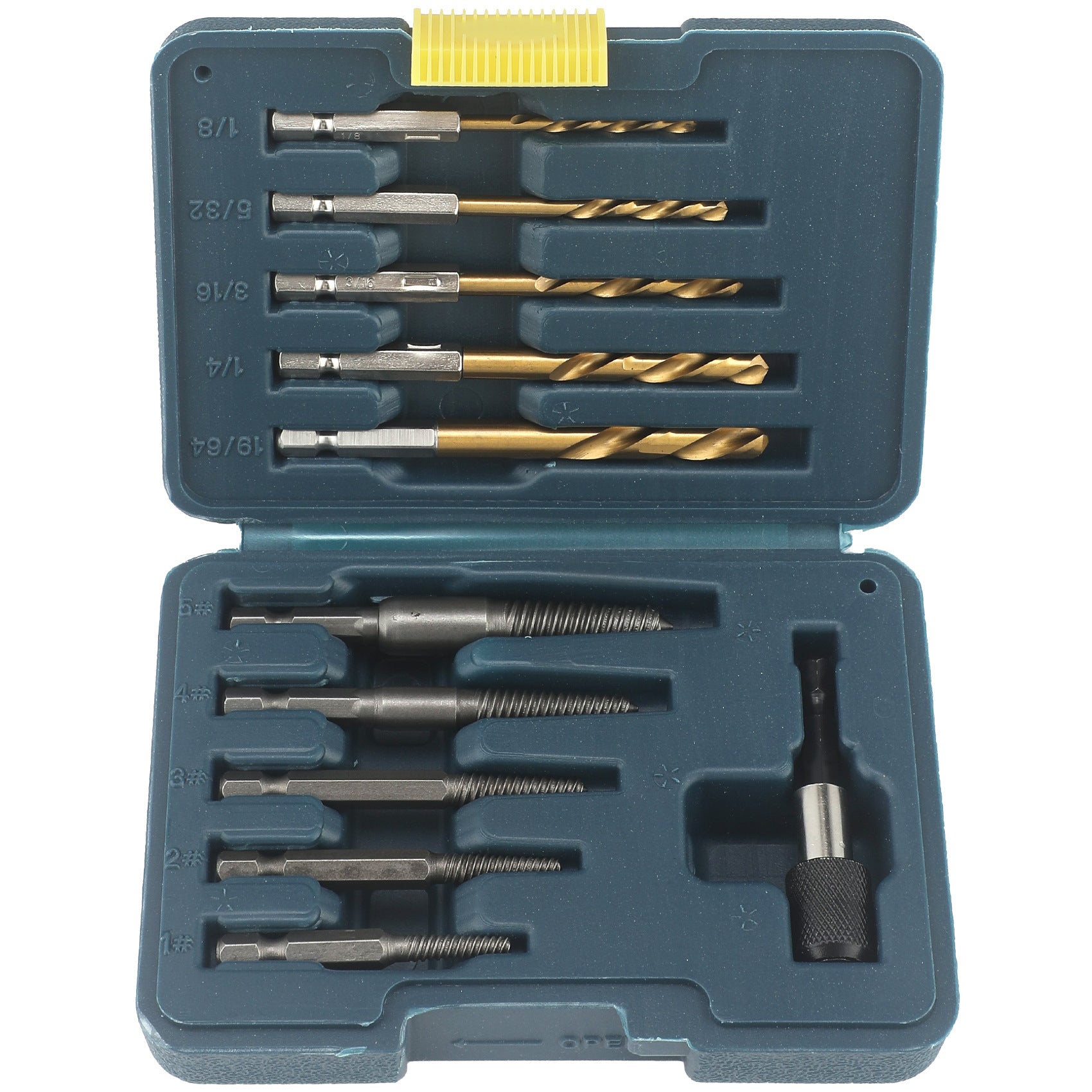 Hex Shank Screw Extractor Set, Inch Hex Shank Titanium Coated Twist Drill Bit Set, Reverse Thread Extractor Set
