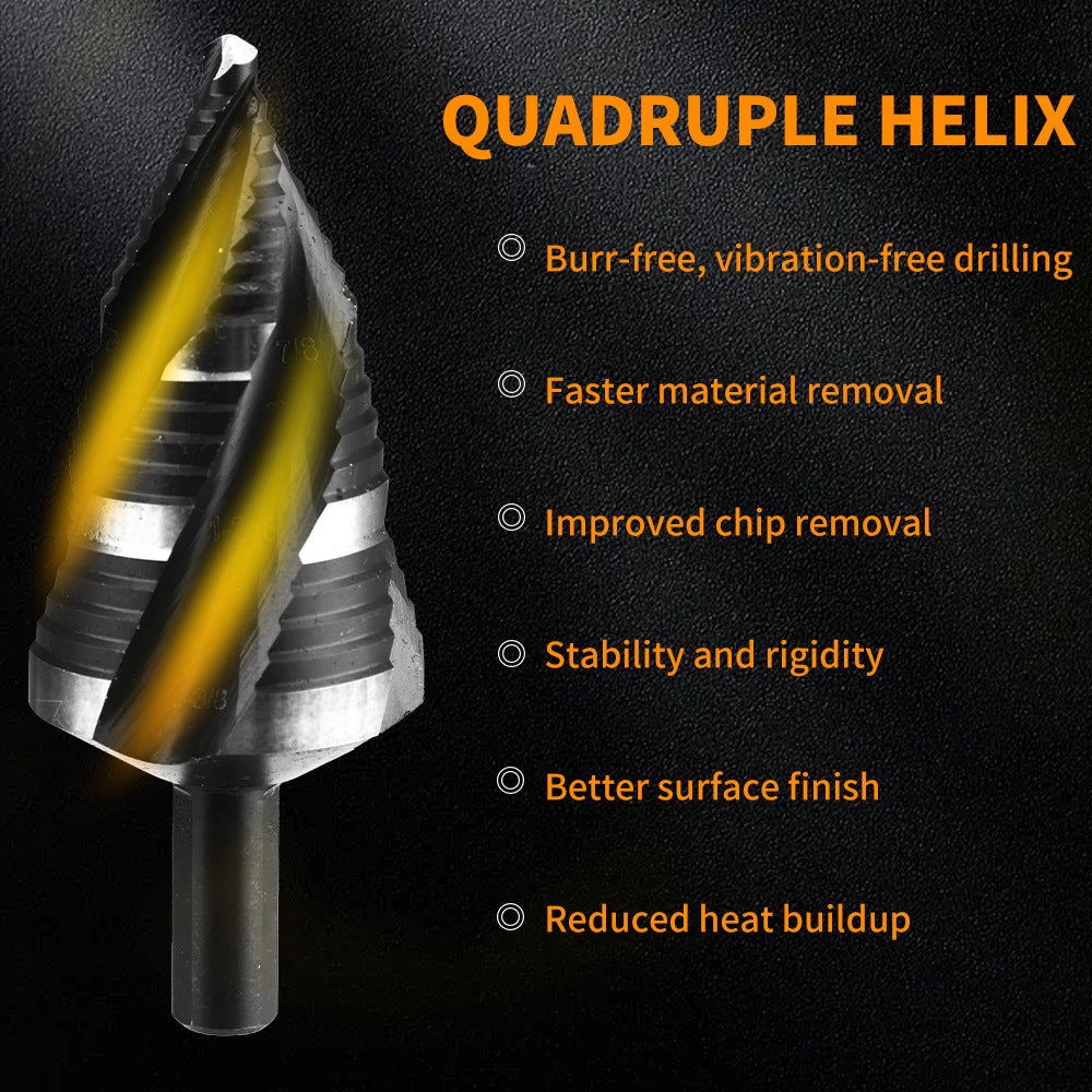 High-speed Bearing Steel HSS4341Stainless Steel Step Drill Bit Pagoda Drill Bit Four-slot Reamer Drill