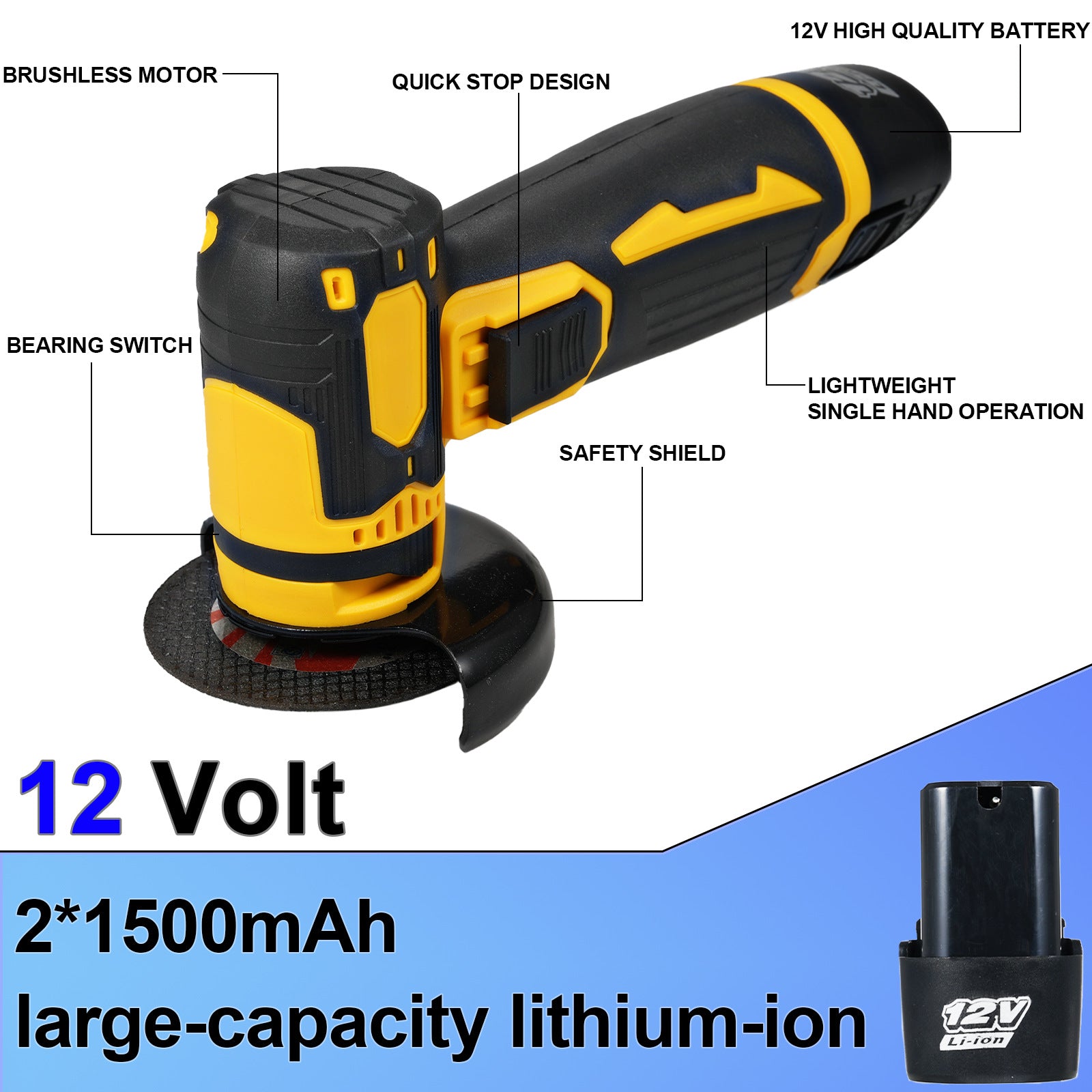 Factory Direct Sale Cordless Brushless Lithium Electric Angle Grinder Cutting Grinding Polishing Electric Hand Sanding Wheel Tool Magic