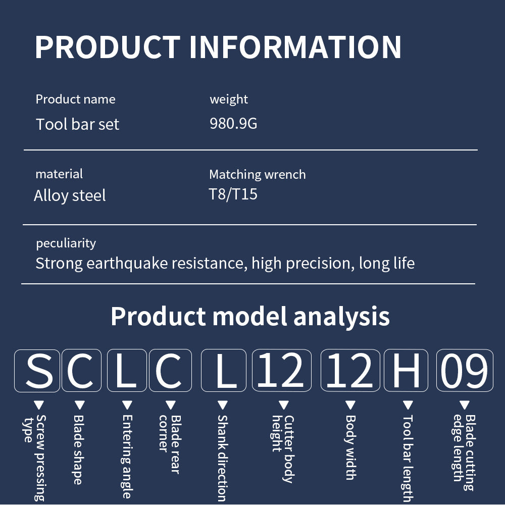 Popular7Set12mm Turning Tool Set Multifunctional Carbide Insert Shank Boring Tool Rod with Wrench
