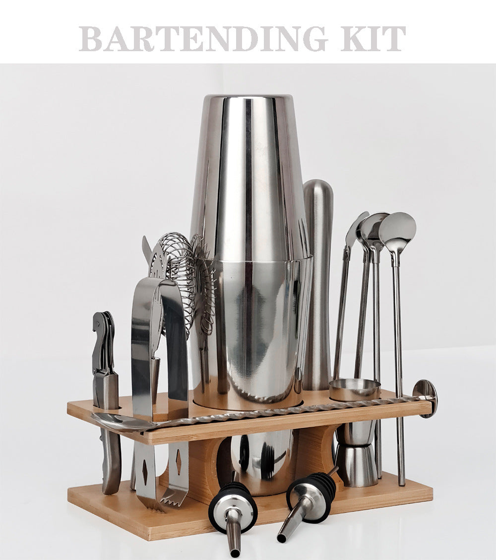 16 Piece Cocktail Shaker Set with Storage Rack Bar Tools Japanese Style